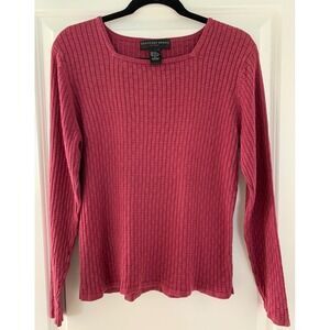 Geoffrey Beene Women's Textured Sweater Silk Blend Knit Burgundy XL 0009